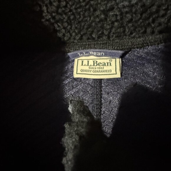 L.L.Bean Fleece Vest Mens XL Black Sherpa High Pile Lined Full Zip Pockets - Picture 5 of 9